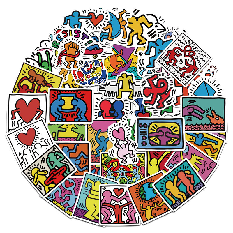 Keith Haring sticker Cartoon art Graffiti Kids Toy Skateboard auto Moto Bicicletta Decalcomanie all'ingrosso