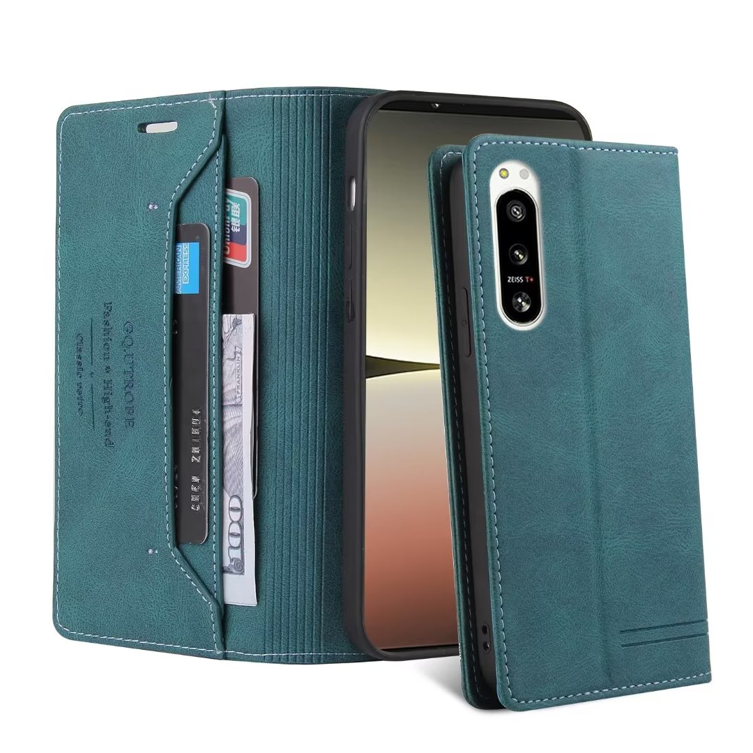 Telefonfodral för Sony Xperia 10 5 1 V IV III II 20 Plånbok Retro Pu Leather Cover Case Fundas Coque