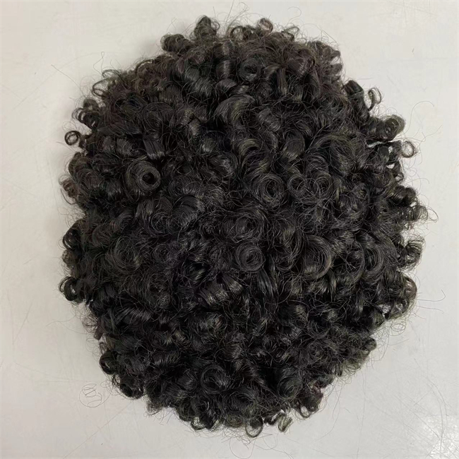 Sostituzione dei capelli umani vergini malesi n. 1b ricciolo da 15 mm 7x9 unità parrucchino pieno di pizzo uomini neri