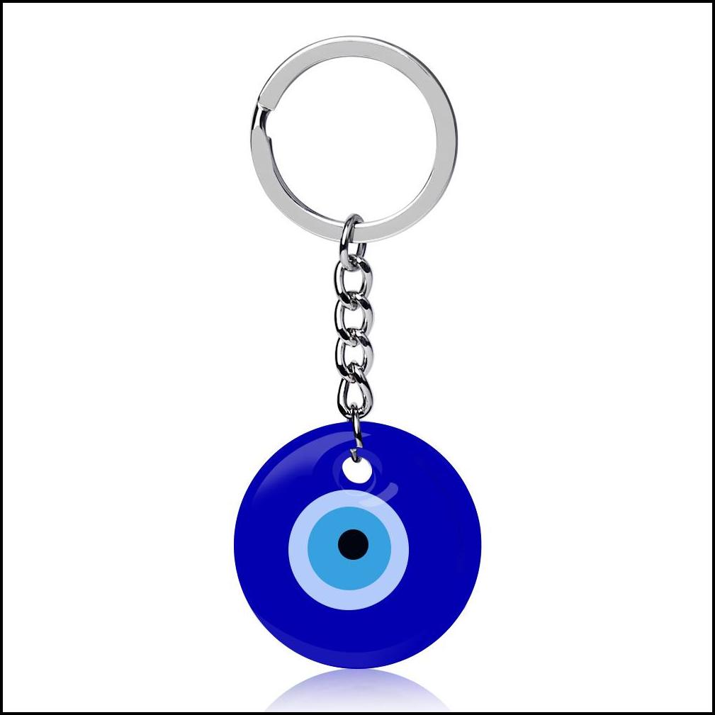 Porte-clés turc mauvais œil bleu anneau charmes pendentifs artisanat porte-clés en verre avec porte-clés suspendus ornement bijoux accessoires Amet Dhgsj