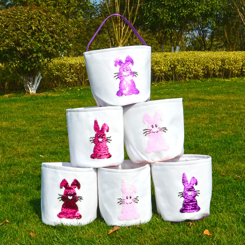 Easter Rabbit Basket torebka Easter Bunny torby króliki płótno z nadrukiem torba z grubej bawełny jajko cukierki kosze 4 kolory