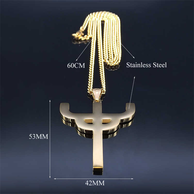 Gothic Judas Priester Symbool Roestvrij stalen ketting Vrouwen/mannen Goud kleur heilige hanger kettingen sieraden Gargantilla NXH369S06 0206