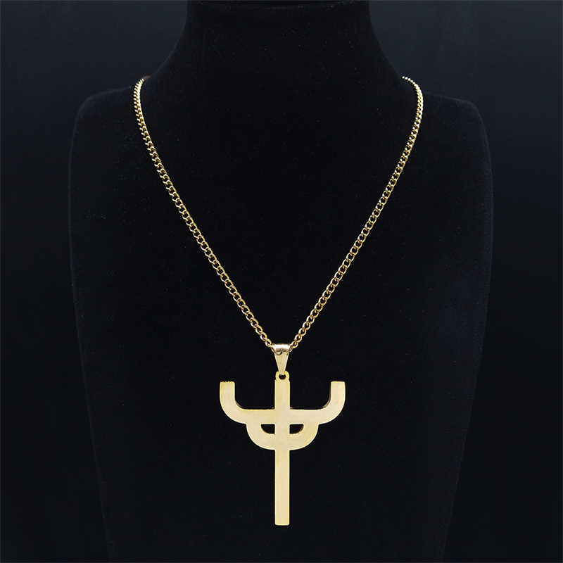 Gotico Judas Priest Simbolo Collana in acciaio inossidabile Donna / Uomo Colore oro Saint Collane con ciondolo Gioielli gargantilla NXH369S06 0206