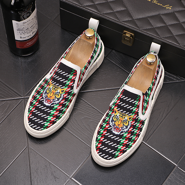 zomer luxe koninklijke stijl mannen kleding schoenen doek printen niet-slip lente herfst designer loafers veter casual sneakers