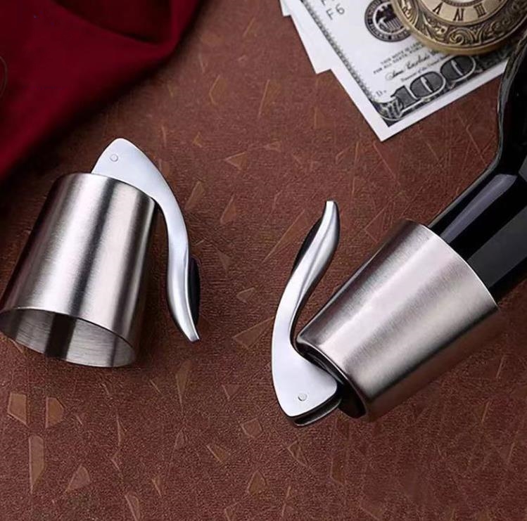 Utensili da bar riutilizzabili Tappo bottiglia di vino Sottovuoto in acciaio inossidabile Risparmio di vino con sigillante in silicone Conservatore Chiusure champagne Coperchi Cappucci Confezione regalo SN641