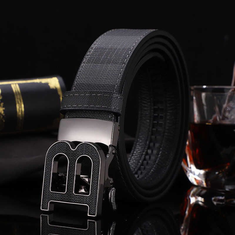 2023 Mens Automatic Buckle Belt Letter B Plaid Business Casure Pants Belt Designer Märke Jeans Midjeband246Z