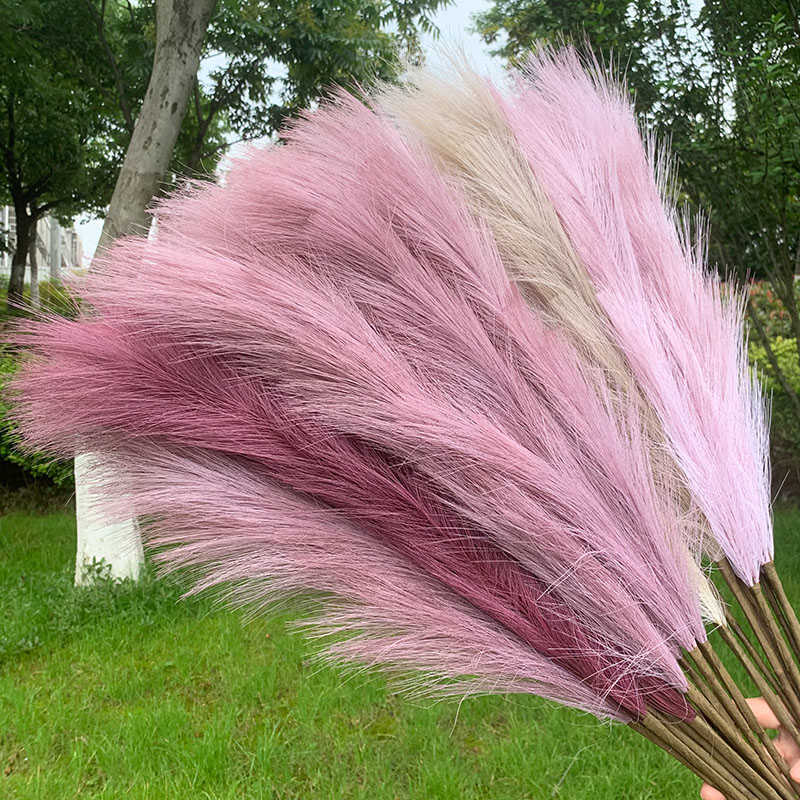 20 piezas de flores secas cm Faux Pampas Grass Reed Artificial para la habitación del hogar jarrón adornos boda cumpleaños fiesta decoración plantas falsas Y