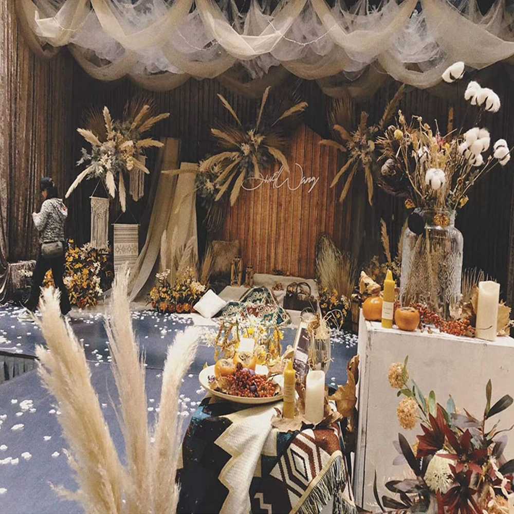 زهور مجففة م كبيرة بامباس العشب باقة ديكور البلد زفاف فليورس سكيس هالوين عيد الميلاد ديكور ميسون