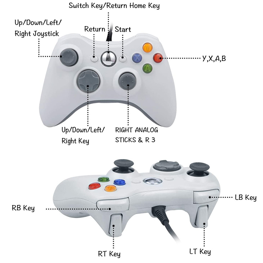 Nuovi controller di gioco USB cablato Xbox 360 senza logo Joypad Gamepad Controller nero senza scatola al dettaglio Spedizione veloce