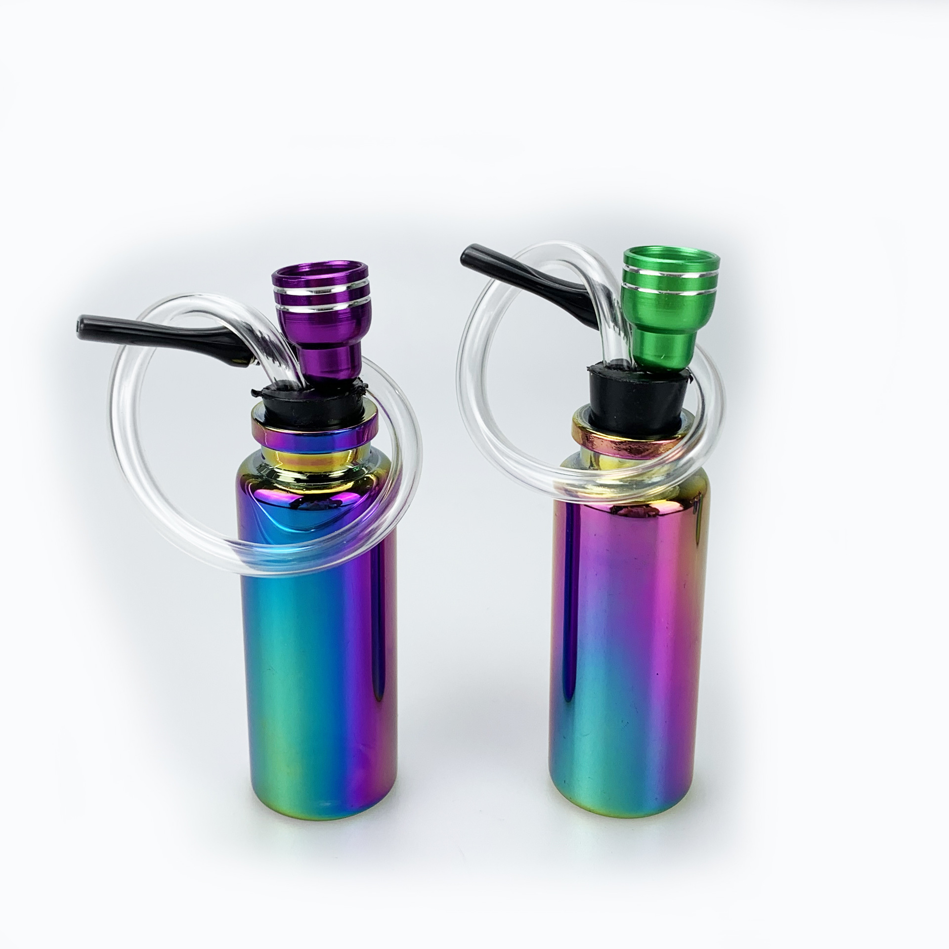 Smoking Pipe Aluminum water pipe ice blue dazzling glass filter water pipe removable cleaning mini bong