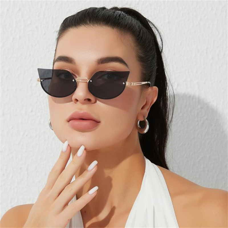 NEW Sunglasses Women Rimless Sun Glasses Cat Eye Anti-UV Spectacles Gradient Color Lens Eyeglasses Simplity Ornamental