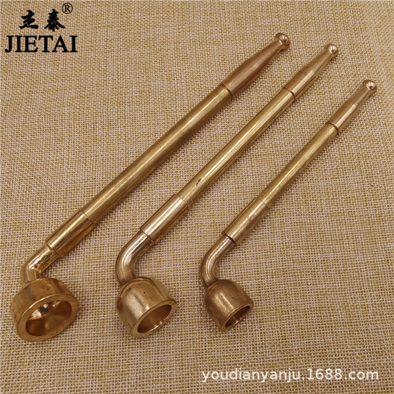 Smoking Pipe sPure copper telescopic dry smoking rod old style cigarette pot traditional dry pipe long smoking rod metal smoking pot smoking gun