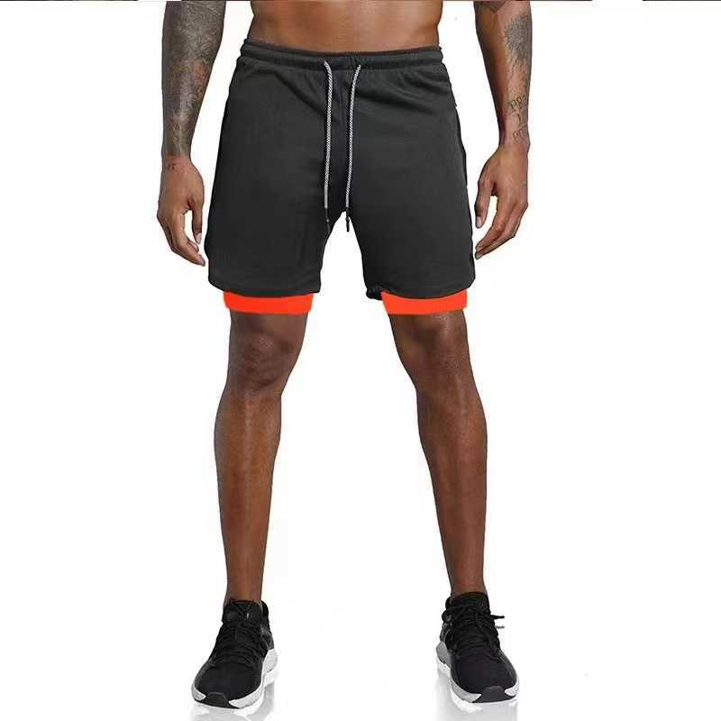 Shorts masculinos 2023 homens que executam verão Sportswear Double-Mecheck Short Pant 2 em 1 Treinando Clothing Clothing Male Gym Fitness Sport Y2302