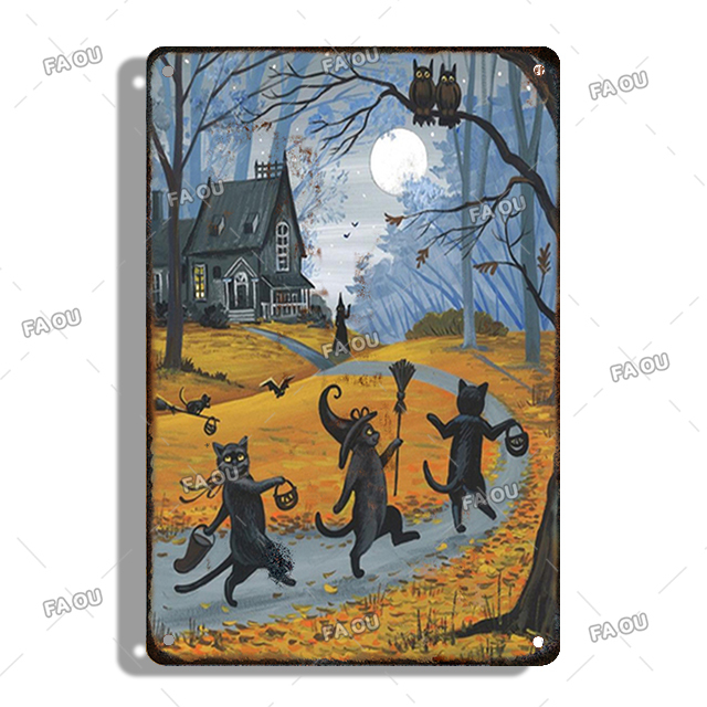 Halloween-Geschenke, Metallgemälde, Geist, dekorative Plakette, Krähe, Kürbis, Blechschild, Hexe, Plakat, Bauernhof, Poster, modernes Zuhause, Wandkunst, Dekor, ästhetische Größe, 30 x 20 cm, w01