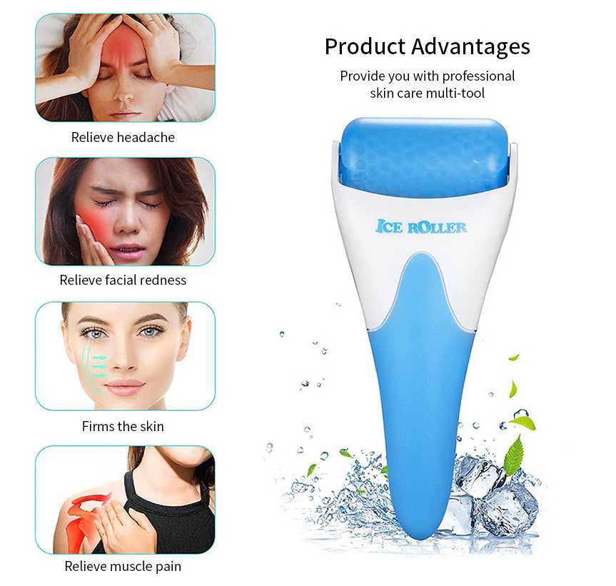 Micro aiguille rouleau facial rouleau de visage rouleau de glace frais masseur outil de levage de la peau massage lifting anti-rides soulagement de la douleur outils de soins de la peau du visage