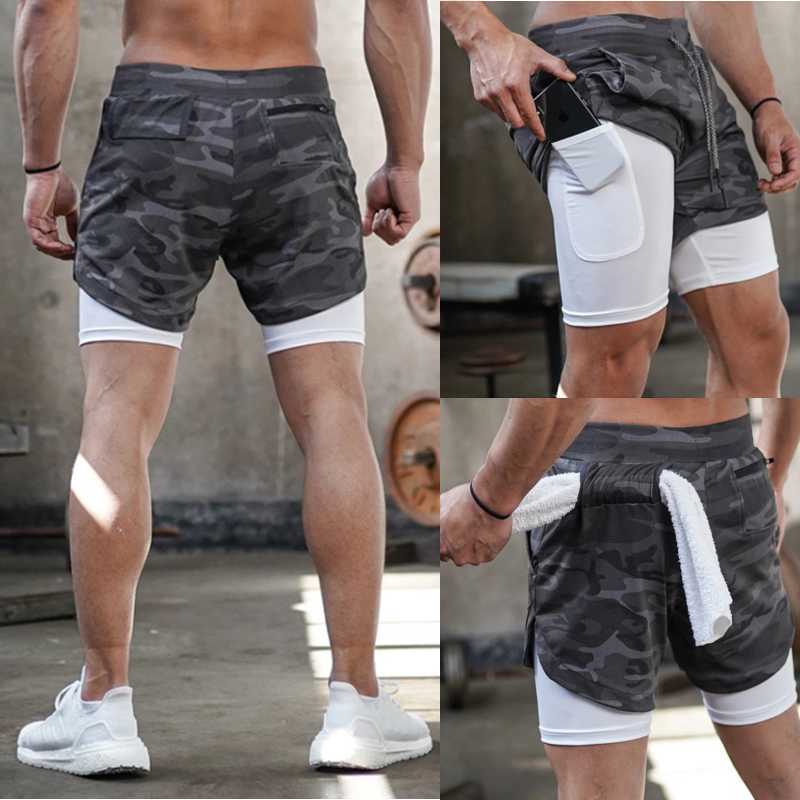 Heren shorts Sport Men Sportswear Dubbeldek Running 2in 1Beach Bottoms Summer Gym Fitness Training Jogging Sports Korte broek Y2302