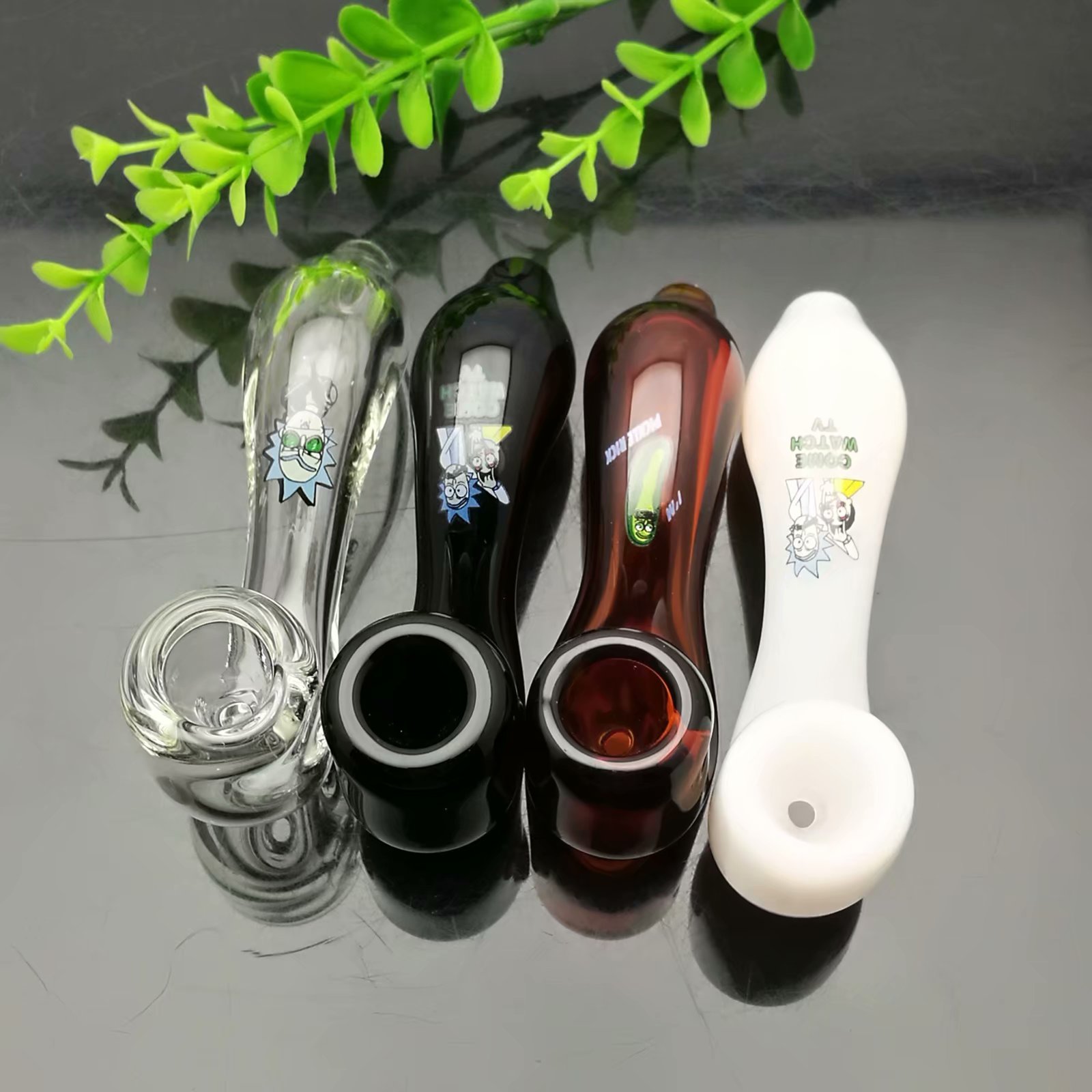 Thick Glass Bowl Pipes Colour Bowls Smoking Colored cartoon logo curved glass pipe