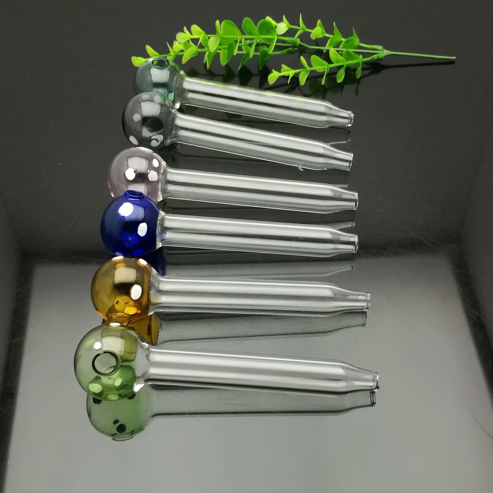 Glass Smoking Pipes Manufacture Hand-blown hookah Bongs Colorful Dotted Pointed Glass Pipe and Cigarette Set