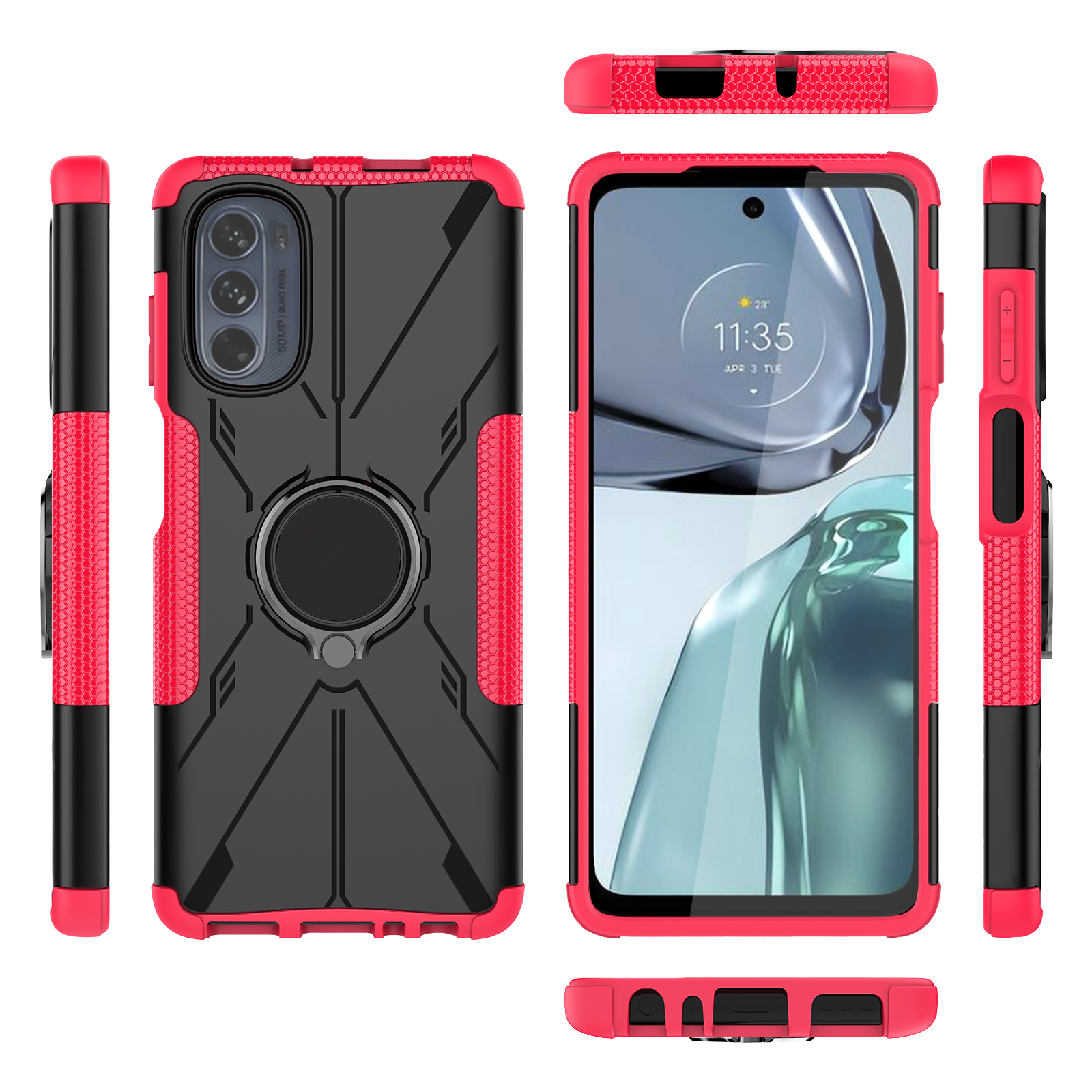 Phone Cases For MOTO E22 G32 G62 E32 G52 G82 G22 G71 G61 G60 G Stylus Edge 5G Pro 2022 2 into 1 Armor Ring Shockproof Case Cover