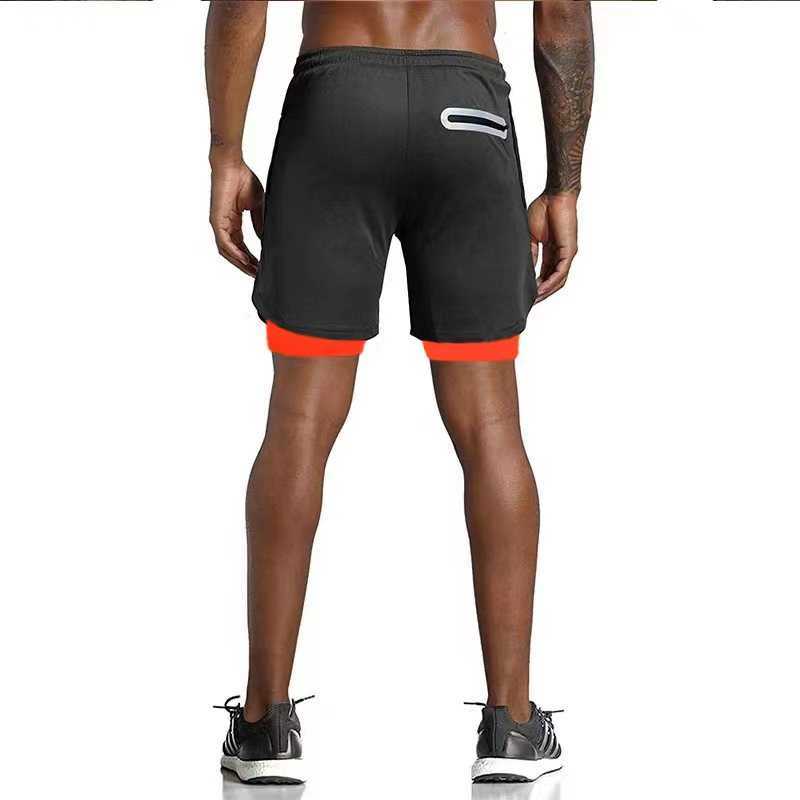 Shorts masculinos 2023 homens que executam verão Sportswear Double-Mecheck Short Pant 2 em 1 Treinando Clothing Clothing Male Gym Fitness Sport Y2302