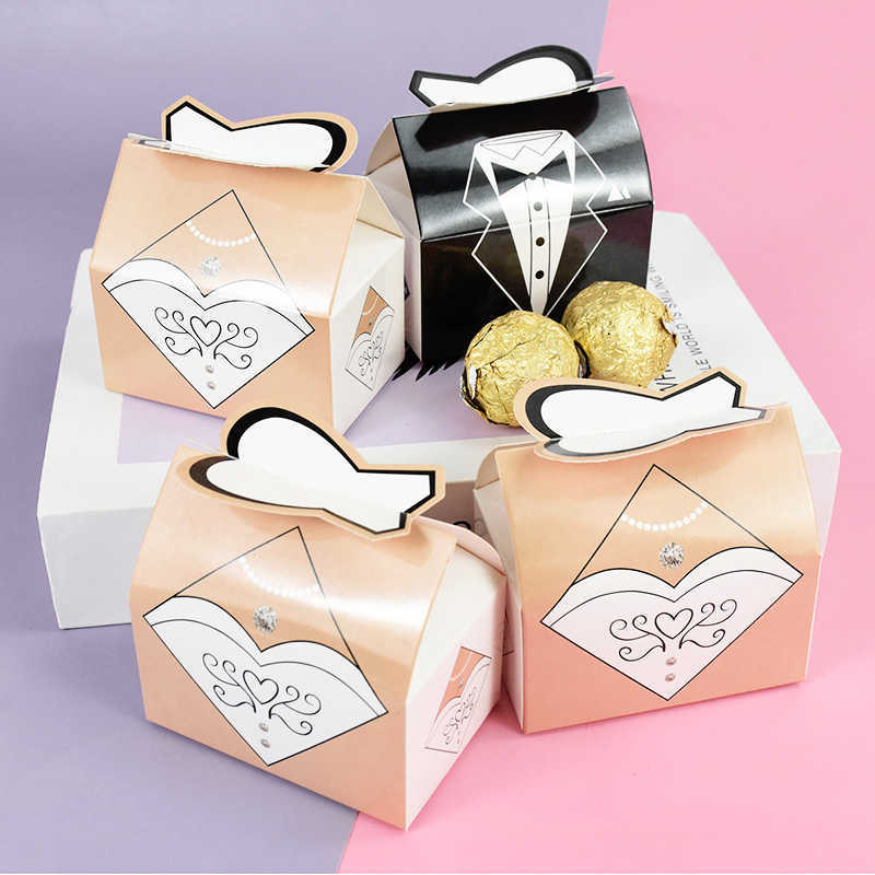 Enrole Boxes de noivo noivo Papel Chocolate Candy Packaging Box Party Decoration Presente de casamento para convidados 0207