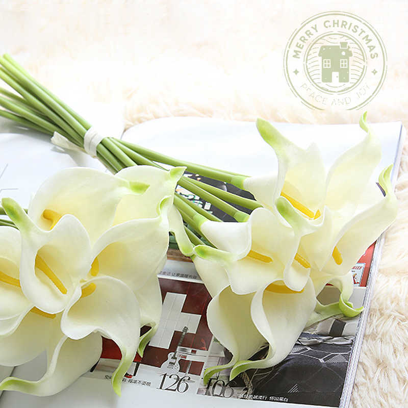 20 Stück getrocknete Blumen cm, hochwertige Calla-Lilie, fühlt sich echt an, künstlicher Blumenstrauß, Hochzeit, Braut, Zuhause, Blumendekoration, Y