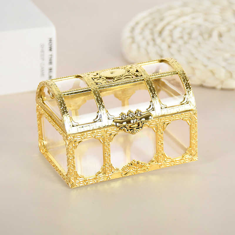 Wrap Golden Treasure Chest Candy Boxes sieraden opslag plastic snack verpakking cadeaubokkist voor verjaardag bruiloftsfeestdecoraties 0207