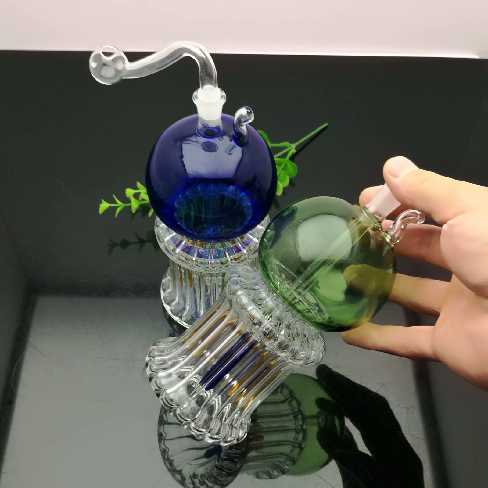 Cam sigara boruları üretir elle üflenmiş nargile bongs klasik tek tekerlekli içbükey kafa cam kabarcık sigara aksesuarları boru