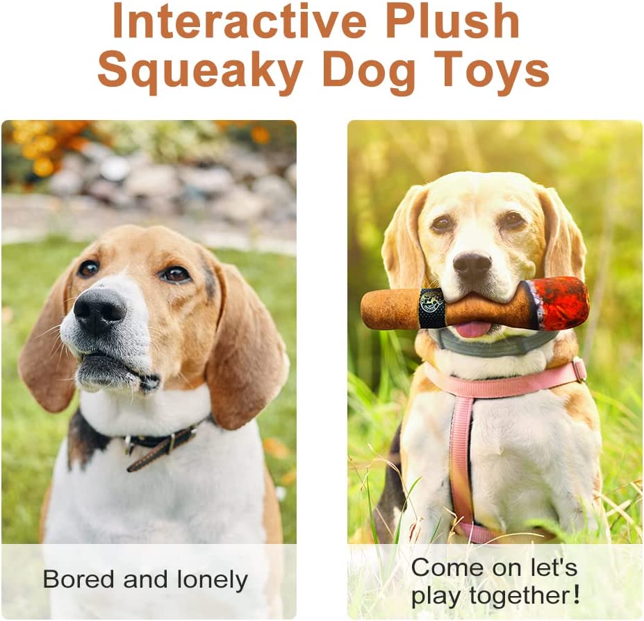 Cachorro charuto brinquedo de brinquedo de pel￺cia de pet squeak tocar interativo para c￣es pequenos