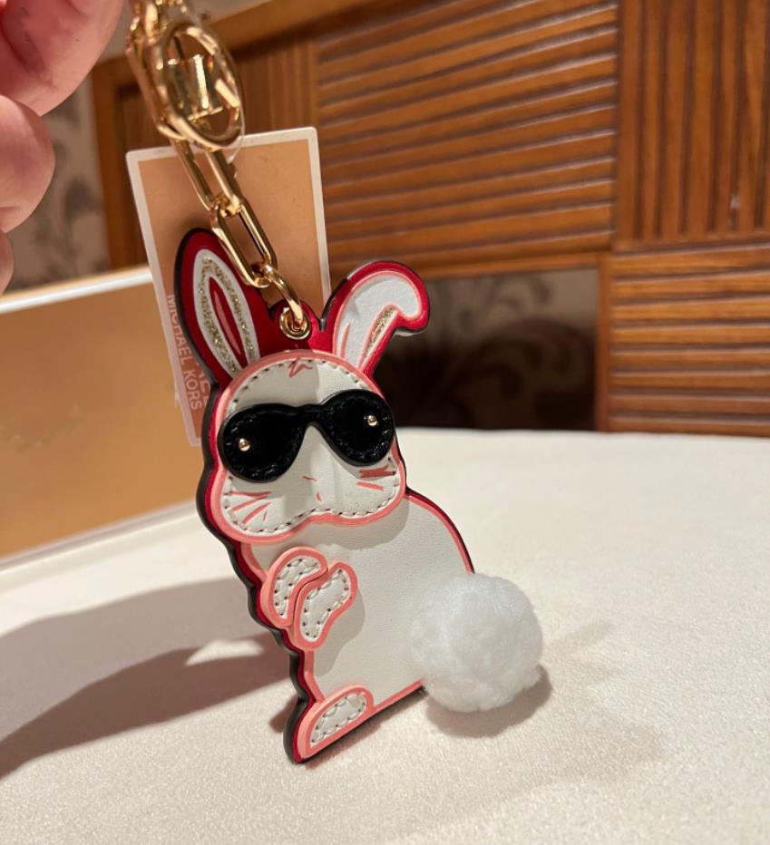2023 New boutique male and female rabbit mascot leather luxury keyring
