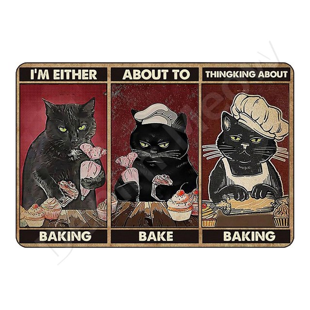 Funny Bathroom Quote Metal Tin Sign Vintage Black Cat Wash Your Paws Poster for Home Bathroom Cafe Wall Decor Gift for Women 20cmx30cm Woo
