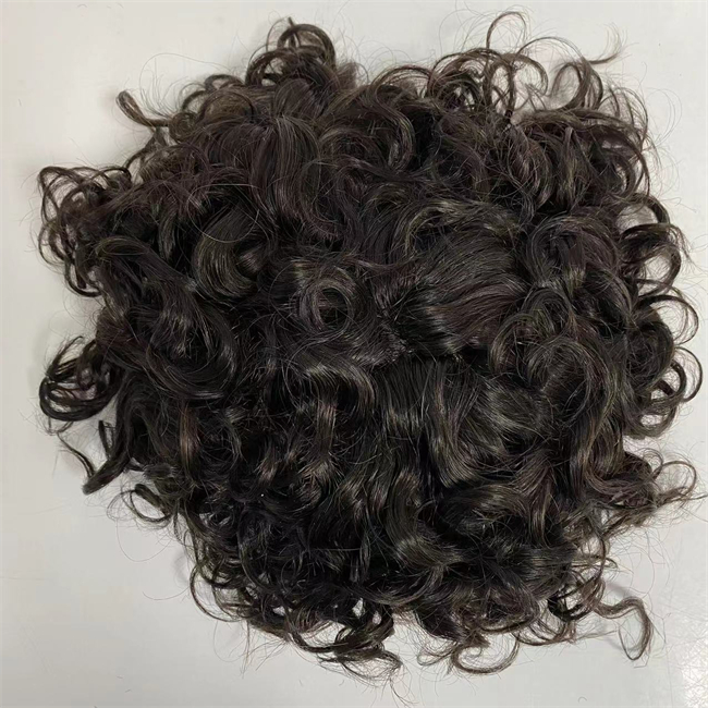 Mongoolse maagdelijk menselijk haarvervanging natuurlijke kleur losse krul 8x10 toupee knopen pu -eenheid voor mannen
