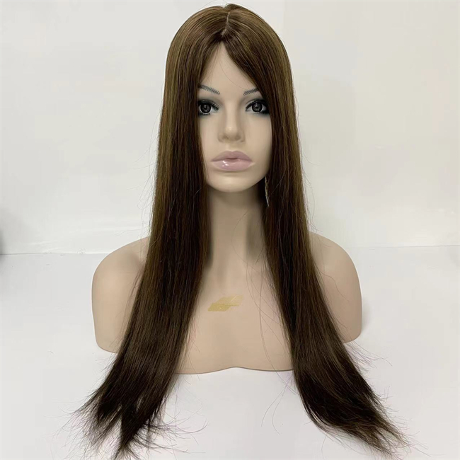 Mongolian Virgin Human Hair Piece Ombre Piano Color T6/613 P #6 8x8 Inches with 4x4 Silk Top Jewish Topper for Woman