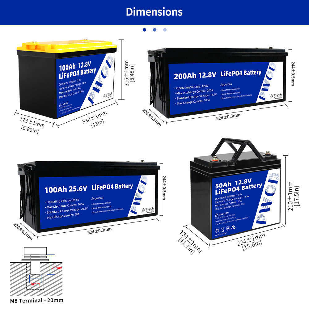 12V LiFePo4 Battery Bulit-in BMS Brand New 100Ah 200AH 24V Lithium Iron Phosphate Rechargeable Battery For Kid Scooters Boat EV