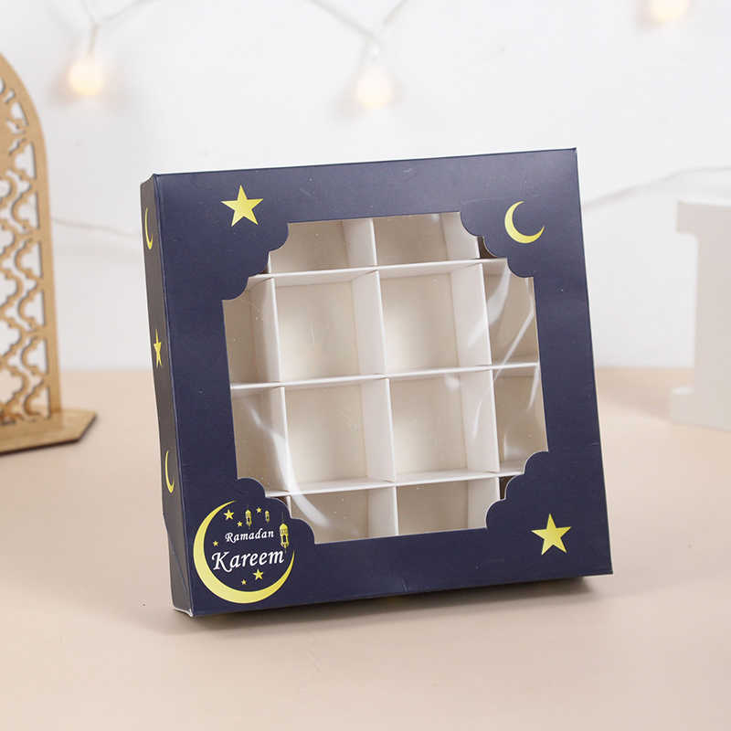 Wrap Eid Mubarak Gift Transparent Window Chocolate Candy Box Ramadan Kareem Decoration Islamic Muslim Festival Party Supplies 0207