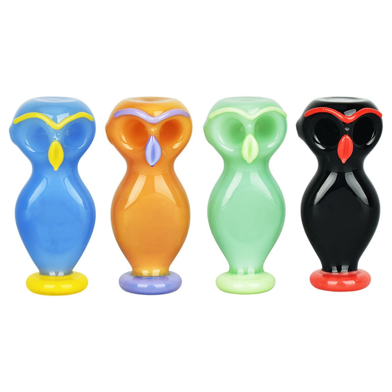 Colorful Bird Style Pyrex Thick Glass Pipes Dry Herb Tobacco Double Spoon Bowl Filter Oil Rigs Handpipes Handmade Portable Bong Smoking Cigarette Holder Tube DHL