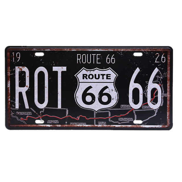 American License Plate Metal Painting USA Vintage Metal Tin Signs Route 66 Car Number Plaque Poster Motor Bar Club Wall Garage Home Decoration 15*30cm 30X15CM w01