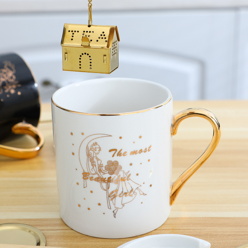 Couple créatif tasses avec couvercle et boules de thé cadeaux de douche nuptiale pour la mariée et le marié cadeaux de fiançailles cadeaux mari et femme