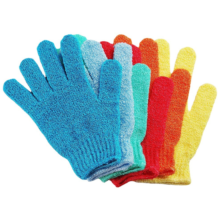 Colorful nylon body cleaning bath gloves Bath Brushes exfoliating baths Brushes glove five-finger Sponges household products LT226