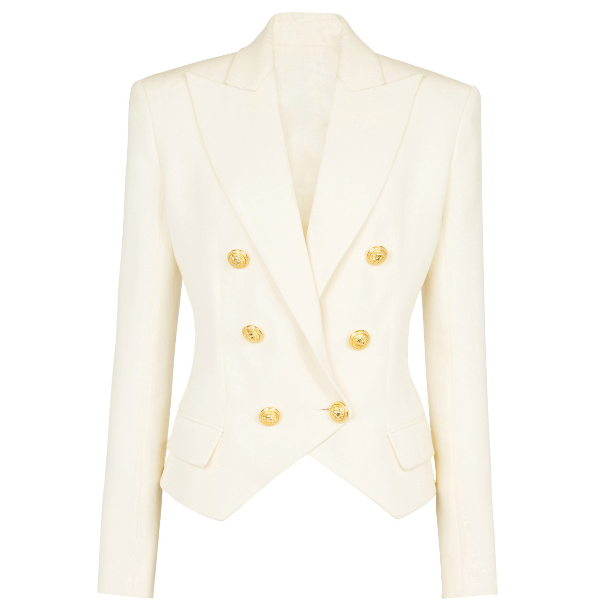 New Designer Women Blazers Coats Lion Head Golden Buttons Double Breasted Suit Jacket Female Elegant Fashion Slim Lady Business Blazer Clothing