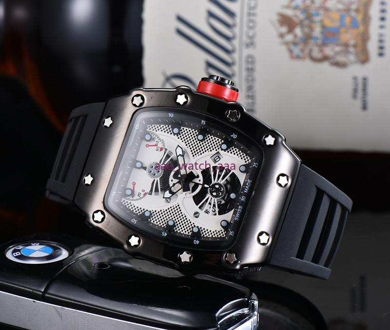 2023 Nieuwe Top Luxe Heren Horloge Quartz Chronograaf Zwitserse Herenhorloge Iced Out Hip Hop Rubberen Band Sport Mannen horloge Male295Z