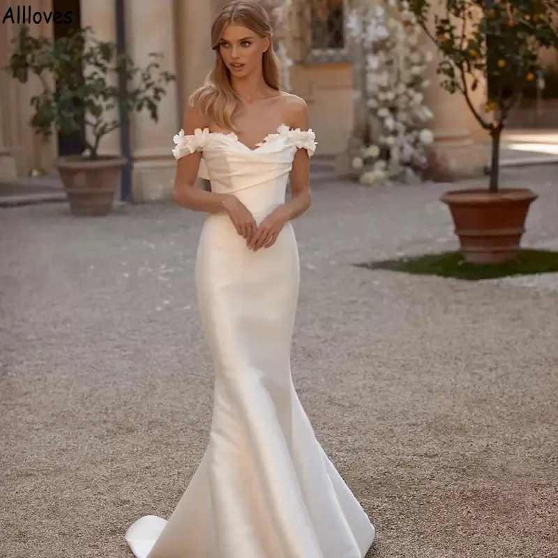 Красивые цветы от русалки Свадебные платья с русалкой с съемным поездом Boho Garden Satine Plus Size vestidos de novia corset Back Eelgant Bridal Howns CL1808