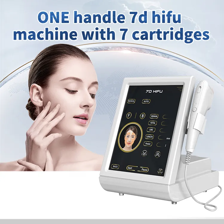 7D HIFU Lifting facial Eliminación de arrugas Estiramiento de la piel Máquina antienvejecimiento