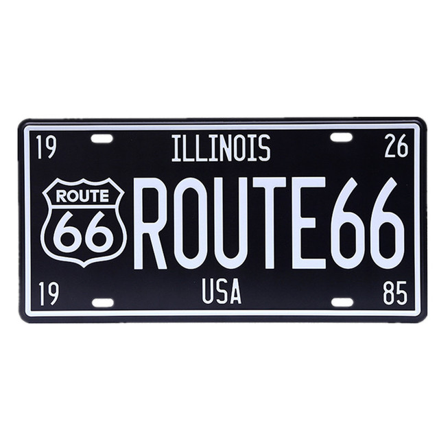 American License Plate Metal Painting USA Vintage Metal Tin Signs Route 66 Car Number Plaque Poster Motor Bar Club Wall Garage Home Decoration 15*30cm 30X15CM w01
