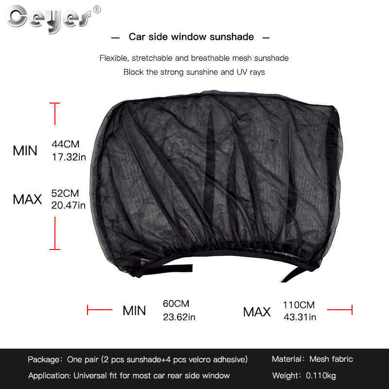 Ceyes 2 pièces pare-soleil de fenêtre latérale arrière de voiture bouclier de Protection UV maille prévenir les moustiques Protection de la vie privée rideau pliable