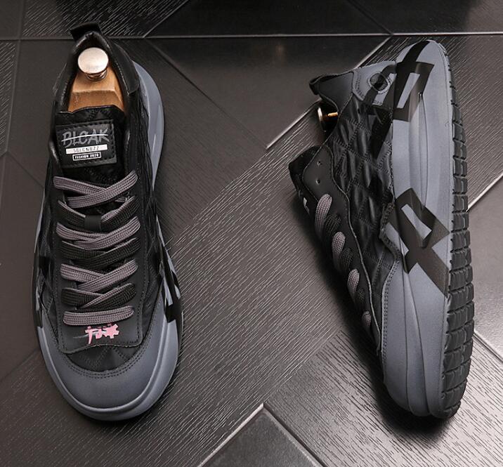 Designer Mens platform shoes luxury sneakers breathable increase height round Toe flat heel Lace-Up comfort Casual men Shoes