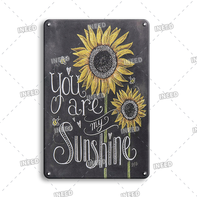 Retro Sunflowers Iron Painting Tin Poster Sign Vintage Yard Garden Home Decoration Metal Plate Door Signs Kid Room Wall Decor 20cmx30cm Woo