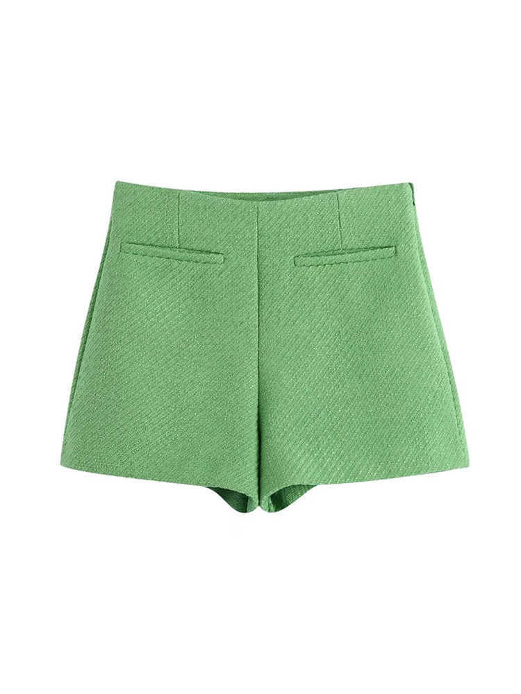 Shorts pour femmes ZEVITY nouvelles femmes mode vert Texture bureau dame côté fermeture éclair mouche poches chaud Chic pantalone Cortos P408 Y2302