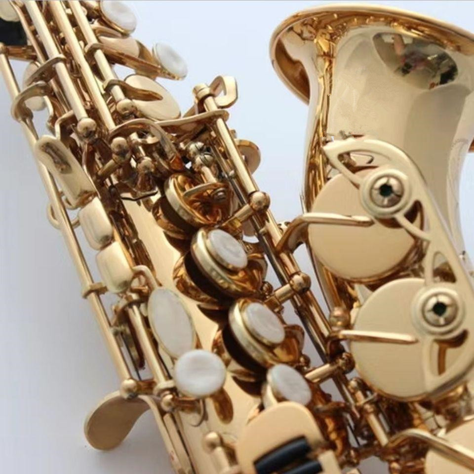 Nuovo arrivo B piatto oro sassofono soprano curvo collo piccolo strumento musicale di alta qualità in ottone nichelato con custodia accessori gratuiti