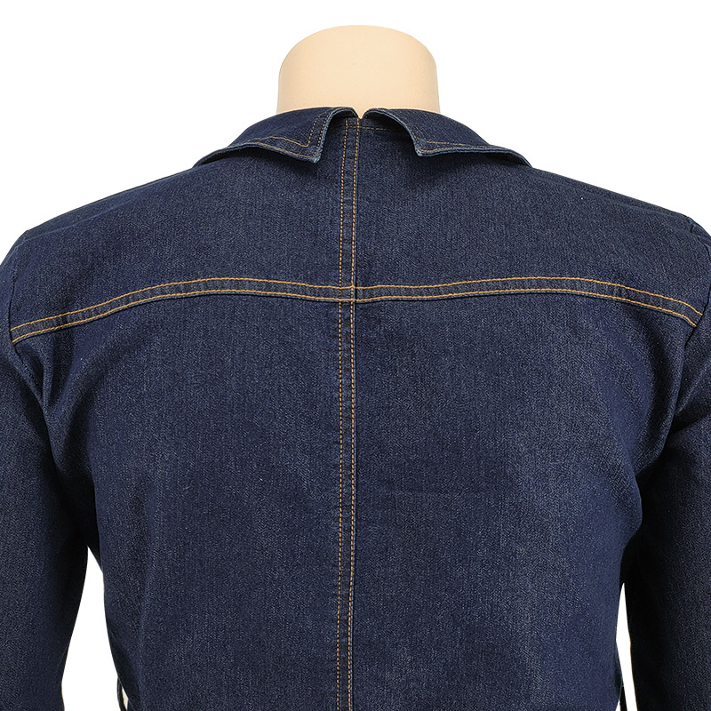 Tute taglie forti da donna Casual a maniche lunghe con scollo a V Tuta di jeans Vita alta Tute di un pezzo Jean Pagliaccetto Salopette intera con cintura